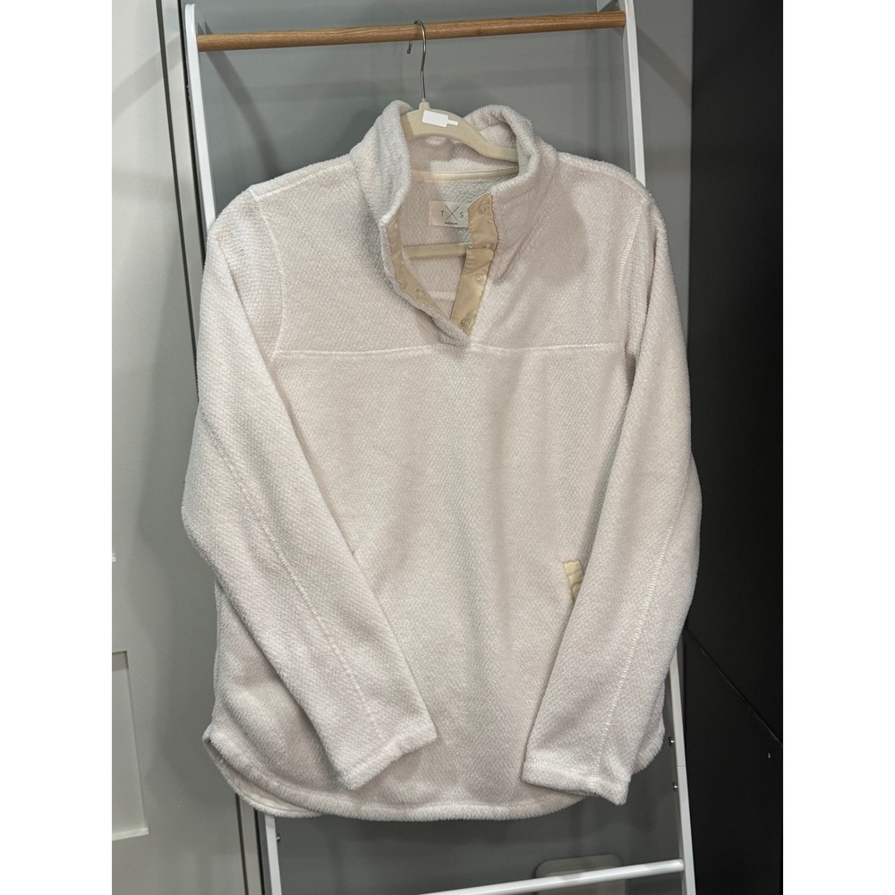 Thread & Supply Rice Cream Sherpa Fleece Snap Pullover J1036PFKSC  M Gorpcore